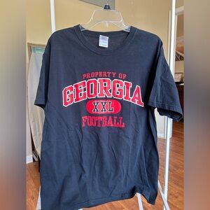 Gildan Black Heavy Cotton Tee with Blue & Red Label